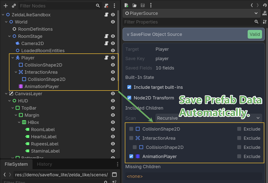 SaveFlowNodeSource inspector preview